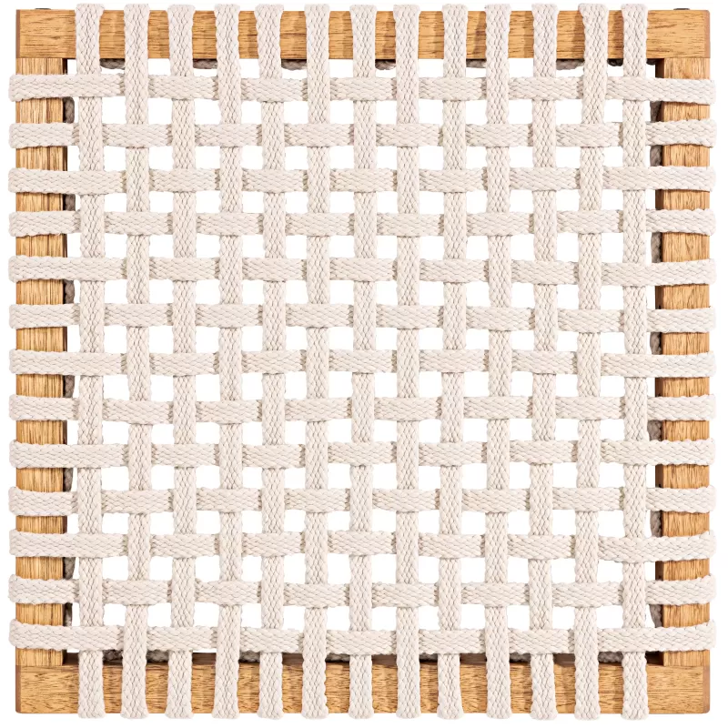 Sofá em Madeira 2 Lugares Corda Areia e Cores | Linha Traço - Alt. 0,83 cm X Larg. 1,19 cm X Prof. 0,72 cm - Espaço Casa e Jardim