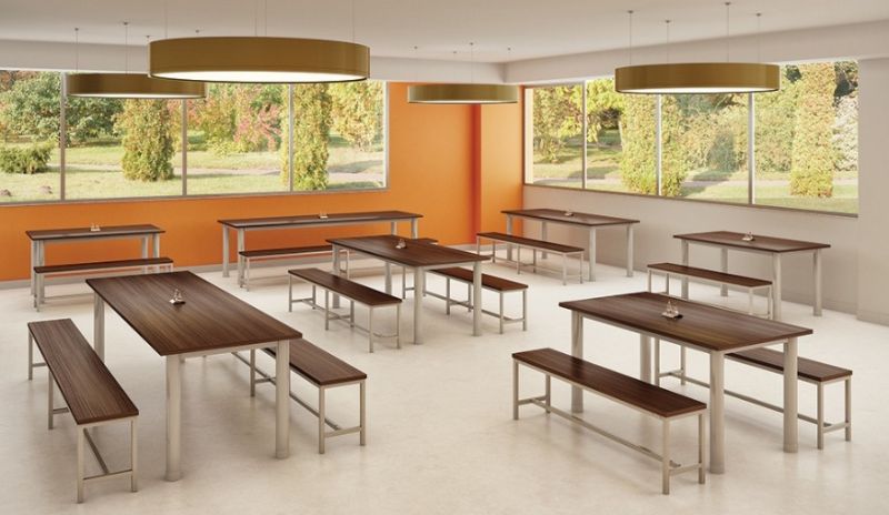 Mesa Refeitório 4 Lugares - Larg. 1,40 m x Prof. 80 cm x Alt.72 cm | Tampo Mdp 25mm Melamínico