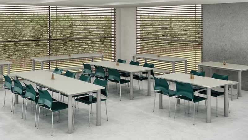 Mesa Refeitório 4 Lugares - Larg. 1,40 m x Prof. 80 cm x Alt.72 cm | Tampo Mdp 25mm Melamínico