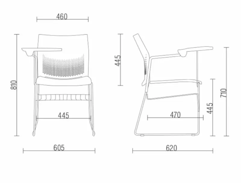 Cadeira Connect Universitária - Prancheta Fixa - Estrutura Cromada | Suporte para livros