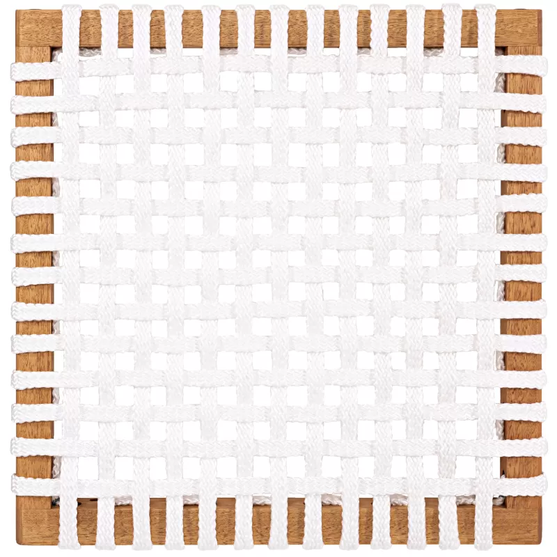 Banco em Madeira Corda Areia e Cores | Linha Traço - Alt. 0,43 cm X Larg. 2,20 cm X Prof. 0,37 cm - Espaço Casa e Jardim