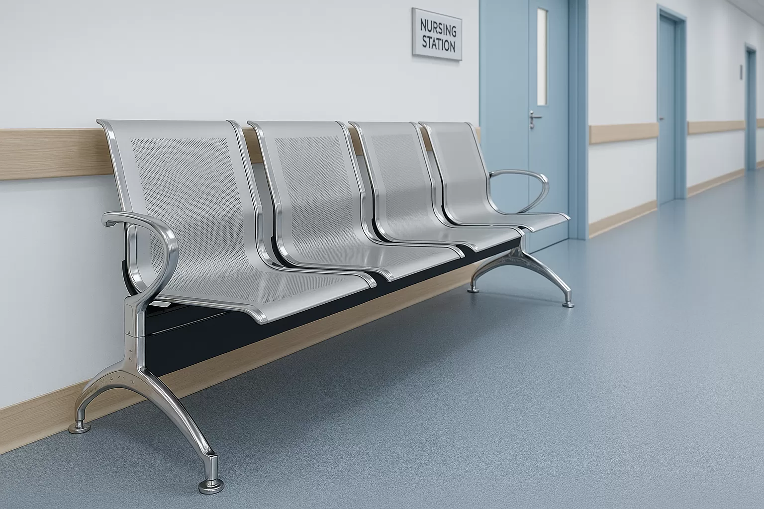 Longarina Aeroporto Charm 3 Lugares - Metálica Cromada | sem Estofado