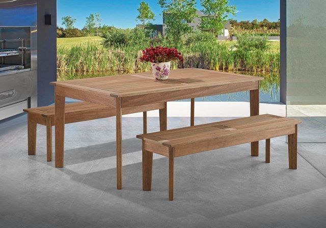 Conjunto Para Churrasqueira Gourmet 220 - 1 Mesa De 2,20m + 2 Bancos Sem Encosto De 2,00m