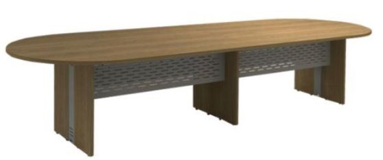 Mesa Reunião Escritório 12 Lugares L Bipartida Painel Em Aço | Oval 3000 X 1100 - Atualle Impéria 25 Mm *bipartida