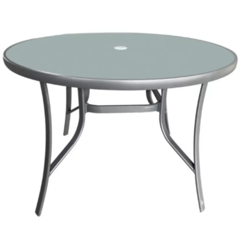 Mesa Para Piscina Summer - Alumínio Cinza, Com Tampo De Vidro Jateado | ø 105 Cm * Mesa Redonda