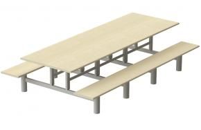 Mesa Refeitório 8 Lugares - Larg. 2,40 M X Prof. 80 Cm X Alt.68,5 Cm | Tampo Mdp 18mm Melamínico | Banco Coletivo