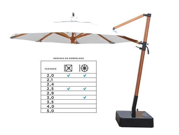 Ombrelone Lateral Smart Madeira Fixo Com Base ø 3,00 M