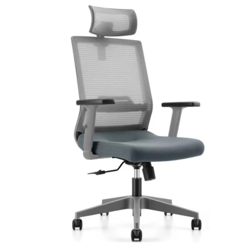 Cadeira Para Escritório VOLT CINZA- Assento Estofado, Base Giratória *com Encosto De Cabeça