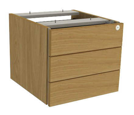Gaveteiro Fixo - 3 Gavetas Com Chave * Com Puxador Lateral | Corpo Em Madeira 400 X 423 - Impéria Premium 25mm
