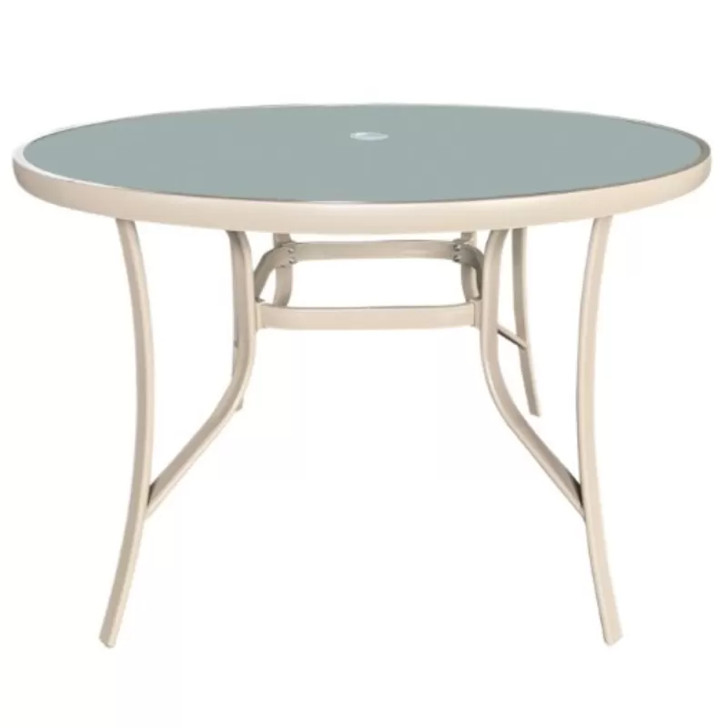 Mesa Para Piscina Summer - Alumínio Fendi, Com Tampo De Vidro Jateado | ø 105 Cm * Mesa Redonda