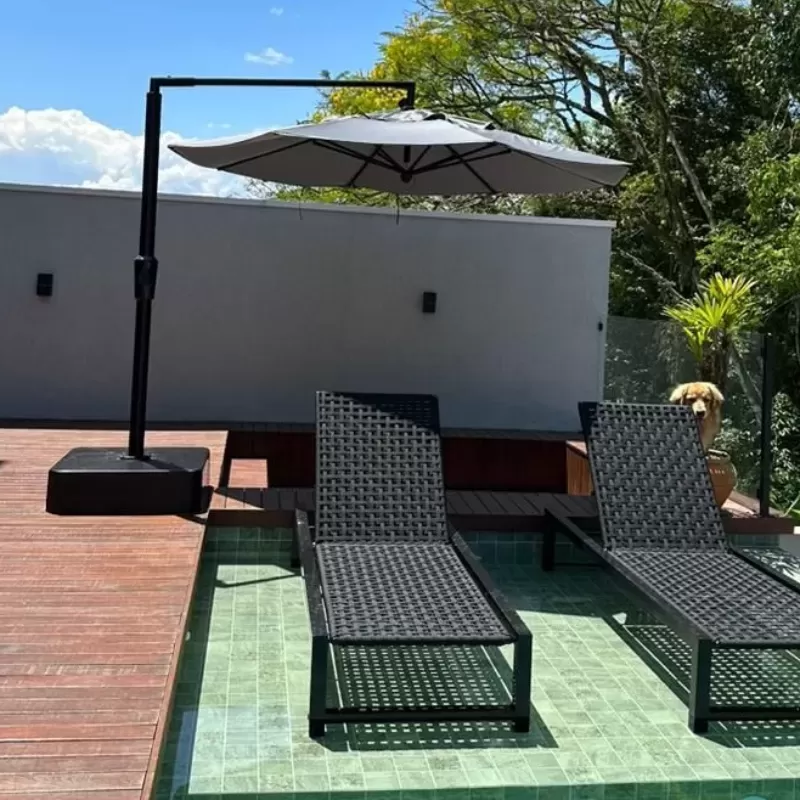 Ombrelone Premium Lateral Giratório em Alumínio 2,5m | Armação Redonda