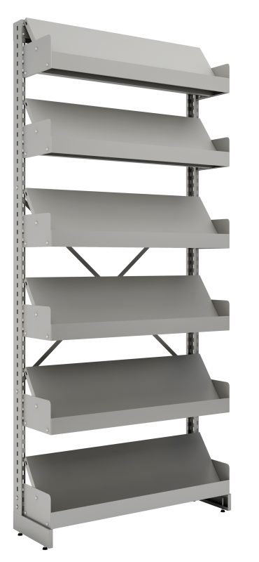 Estante De Aço Para Biblioteca - Ebsr-02 | Base + 5 Prateleiras - Alt. 2,30